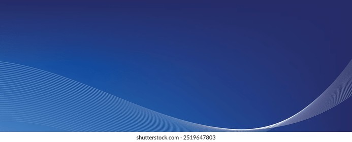 Plano de fundo da arte de linha azul abstrata com padrão de onda suave e sombras de gradiente. Design minimalista e moderno perfeito para apresentações digitais, temas de tecnologia ou aplicativos de negócios.