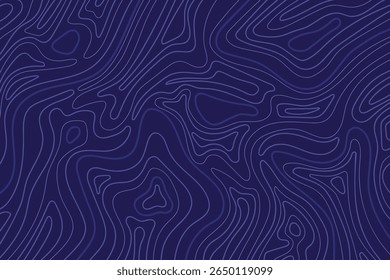 Abstract blue line art topographic contours isolated on blue background.Vector illustration