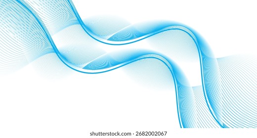abstract blue line background. Abstract vector background, transparent waved lines.