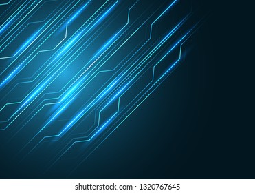 Abstract blue line circuit light with black blank space design modern futuristic technology background vector illustration.