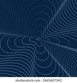 abstract blue line contour background vector design