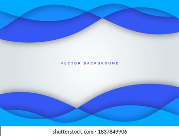 Abstract blue line curve water wave overlapping layer on dark white background. Vector illustration