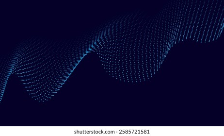 abstract blue line dot Particle Technology Background