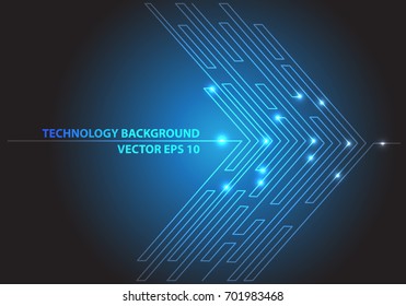 Abstract blue line light arrow circuit futuristic technology network internet graphic design background vector illustration.