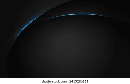 Abstract blue line light curve black shadow on dark grey geometric with blank space design modern luxury background vector illustration,