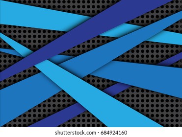 Abstract blue line overlap on gray circle mesh pattern design modern creative background vector illustration.