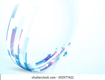 Abstract Blue Line Rectangle Curve Shape With Arrows On White Background Vector Design