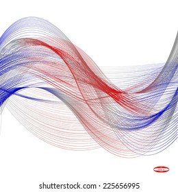 abstract blue line red wave grey band on white background vector