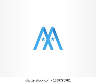 Abstract blue line style and star logo design