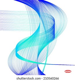 abstract blue line turquoise wave cyan band on white background vector
