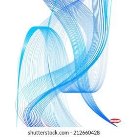 abstract blue line turquoise wave cyan band on white background vector