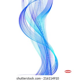 abstract blue line turquoise wave cyan band on white background vector