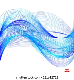 abstract blue line turquoise wave cyan band on white background vector