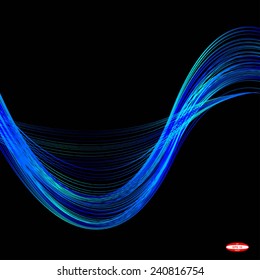 abstract blue line turquoise wave cyan band on black background vector