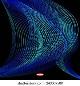abstract blue line turquoise wave cyan band on black background vector