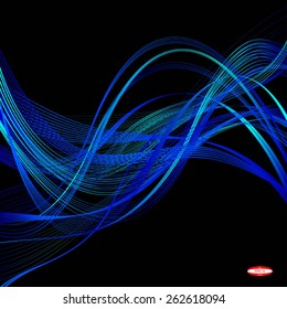 abstract blue line turquoise wave cyan band isolated on black background vector