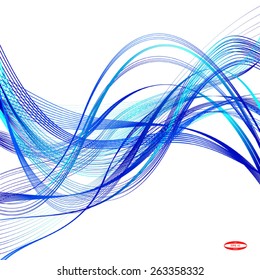 abstract blue line turquoise wave cyan band isolated on  background vector