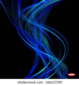 abstract blue line turquoise wave cyan band isolated on black background vector