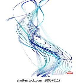abstract blue line turquoise wave cyan band isolated on white background. vector illustration