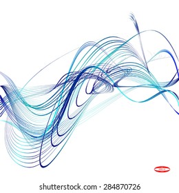 abstract blue line turquoise wave cyan band isolated on white background. vector illustration
