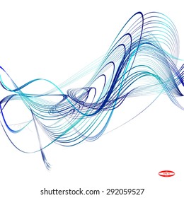 abstract blue line turquoise wave cyan band isolated on white background. vector illustration
