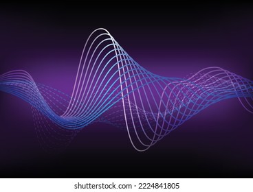 Resumen del movimiento de la ola de la línea azul en fondo morado oscuro