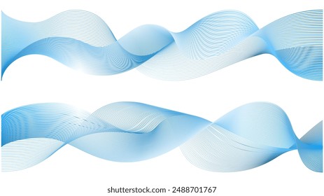 Abstractas línea azul onda png. Fondo de Vector de diseño de flujo de sonido. Anuncio gráfico 3d blanco marino. Vector transparente lineal de velocidad de red dinámica. Patrón de malla de efecto de agua ecológico