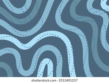 Fondo de curva aleatoria de onda de línea azul Abstractas. Ilustración vectorial.
