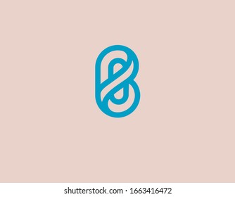 Abstract blue linear logo letter B curved line typography