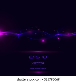 Abstract blue lines background and neon light, vector