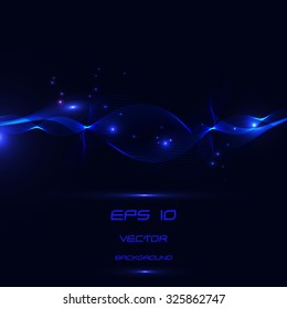 Abstract blue  lines background and neon light, vector