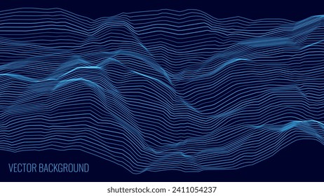 Abstract Blue Lines Background. Vintage Retro Lines Wallpaper. Abstract Minimal Sea Ocean Design. Summer Vibe Blue Backdrop. Vector Illustration.