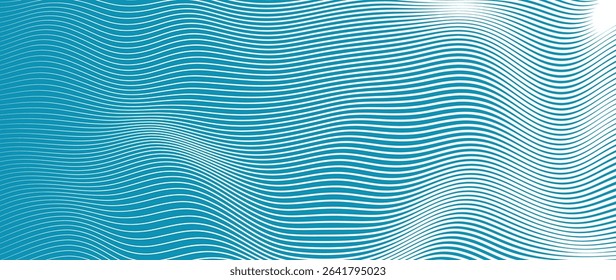 Abstract Blue Lines Background. Vintage Retro Lines Wallpaper. Abstract Minimal Sea Ocean Design. Summer Vibe Blue Backdrop. Vector Illustration.