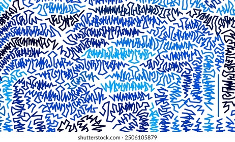 Abstract Blue Lines Colorful Urban Style Hip Hop Graffiti Pattern. Street Art Background. Vector Illustration. 