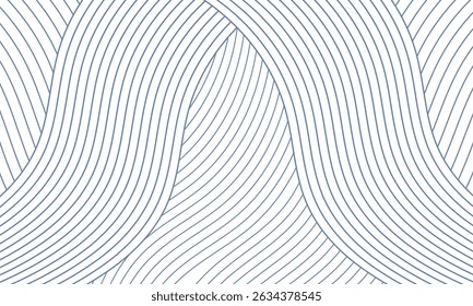 Abstract blue lines curve waves on white background. Minimal style concept. Vector illustration