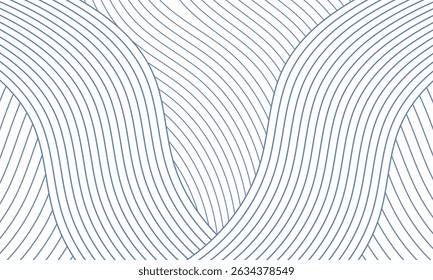 Abstract blue lines curve waves on white background. Minimal style concept. Vector illustration