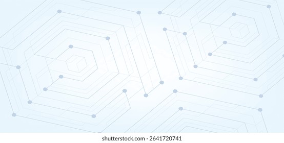 Abstract blue lines and dots connect background. Technology connection digital data and big data concept.