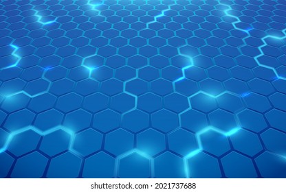 Abstract blue lines hexagon geometric design background. Futuristic technology concept. Vector illustration