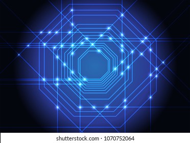 Abstract blue lines light octagons technology design modern futuristic background vector illustration.