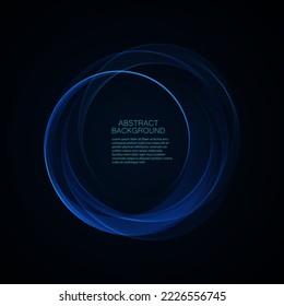 Abstract blue lines of movement in a circle. Design element, frame.