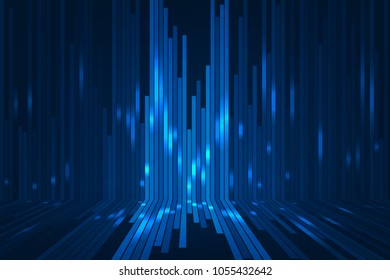 Abstract blue lines on dark background. Magic light effects. Graphic concept for your design.