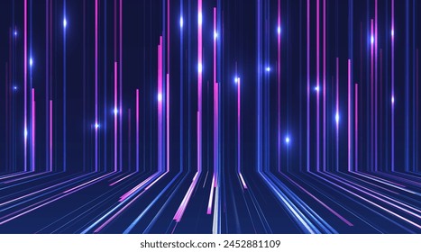 Abstract blue lines on dark background. Magic light effects. Graphic concept for your design.