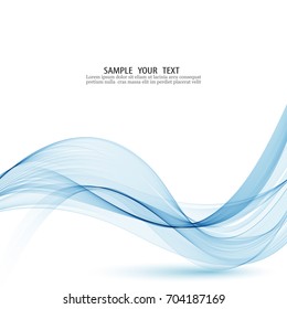 Abstract blue lines on white background.Transparent wave
