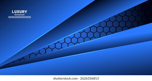 abstract blue lines overlapping on luxurious glittering hexagons on bright modern background. eps10