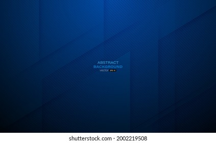 Abstract blue lines stripes with light, speed and motion blur on dark blue background. Design for your poster, banner. Vector illustration