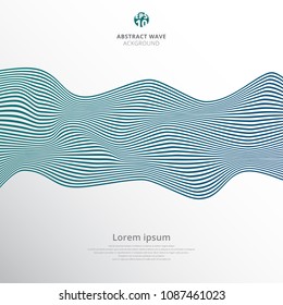 Abstract blue lines wave pattern on white background. Vector illustration