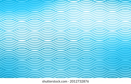 Abstract blue lines wave, Wavy stripes pattern, Rough surface. Abstract geometric pattern with wavy lines. Blue sea wave background. Marine waves.Sea wavy, ocean pattern background.Vector illustration