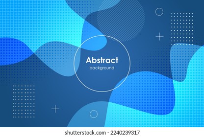 Abstract blue liquid color background. Dynamic texture geometric element design with halftone dots decoration. eps10 vector