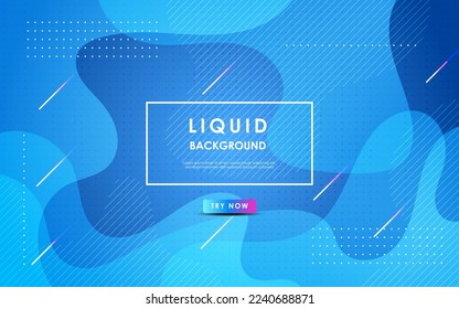 Abstract blue liquid color background. Dynamic texture geometric element design with dots decoration. eps10 vector
