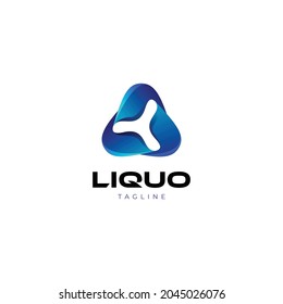 Plantilla de diseño del logotipo de flujo líquido azul abstracto